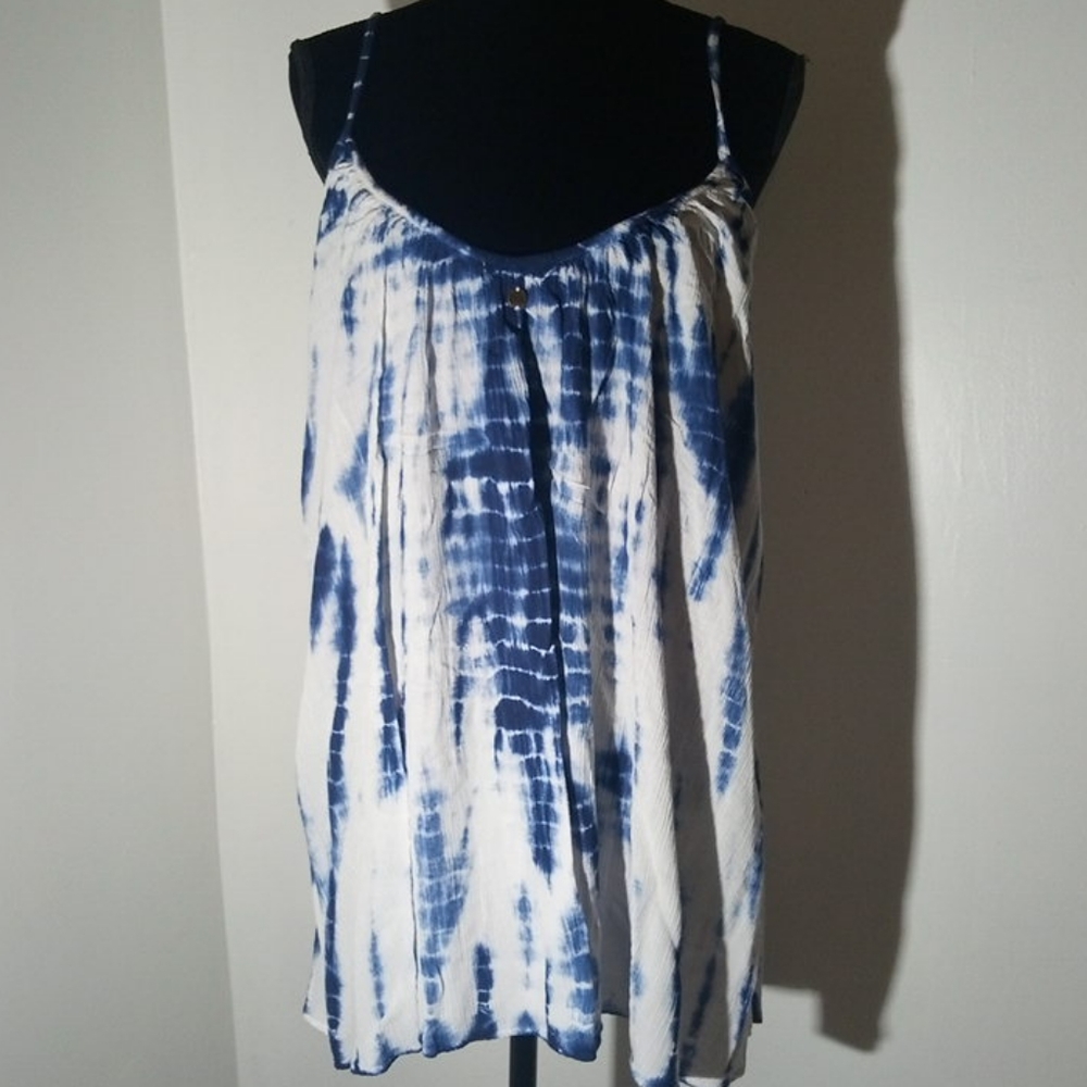 Billabong Tie Dyed Blue & White Extra Long Top